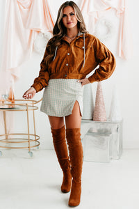 Corduroy Cool Hooded Corduroy Jacket (Brown) - NanaMacs