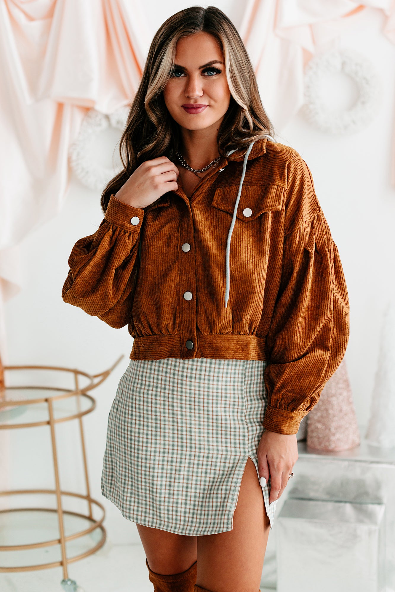 Corduroy Cool Hooded Corduroy Jacket (Brown) - NanaMacs