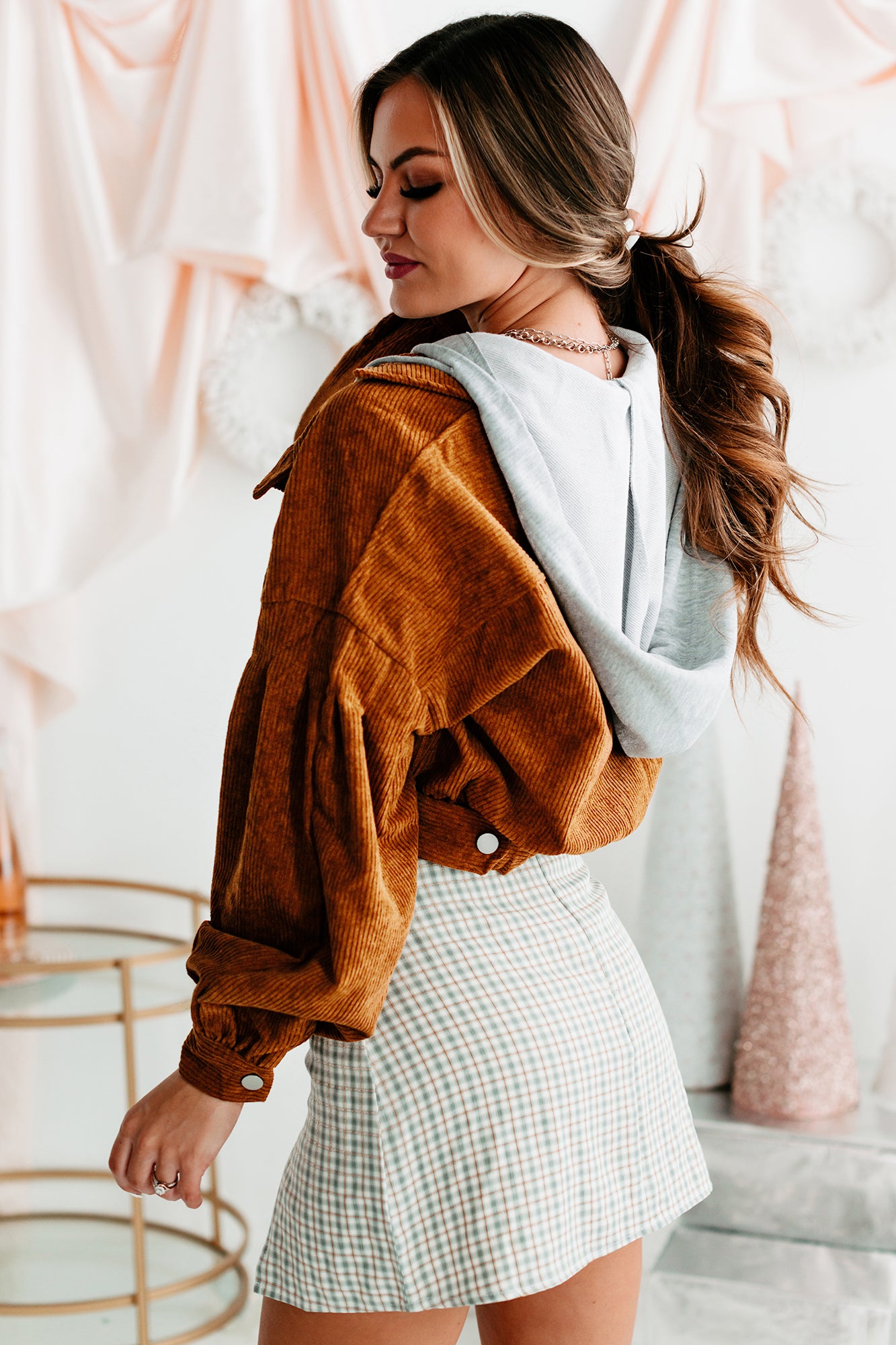 Corduroy Cool Hooded Corduroy Jacket (Brown) - NanaMacs