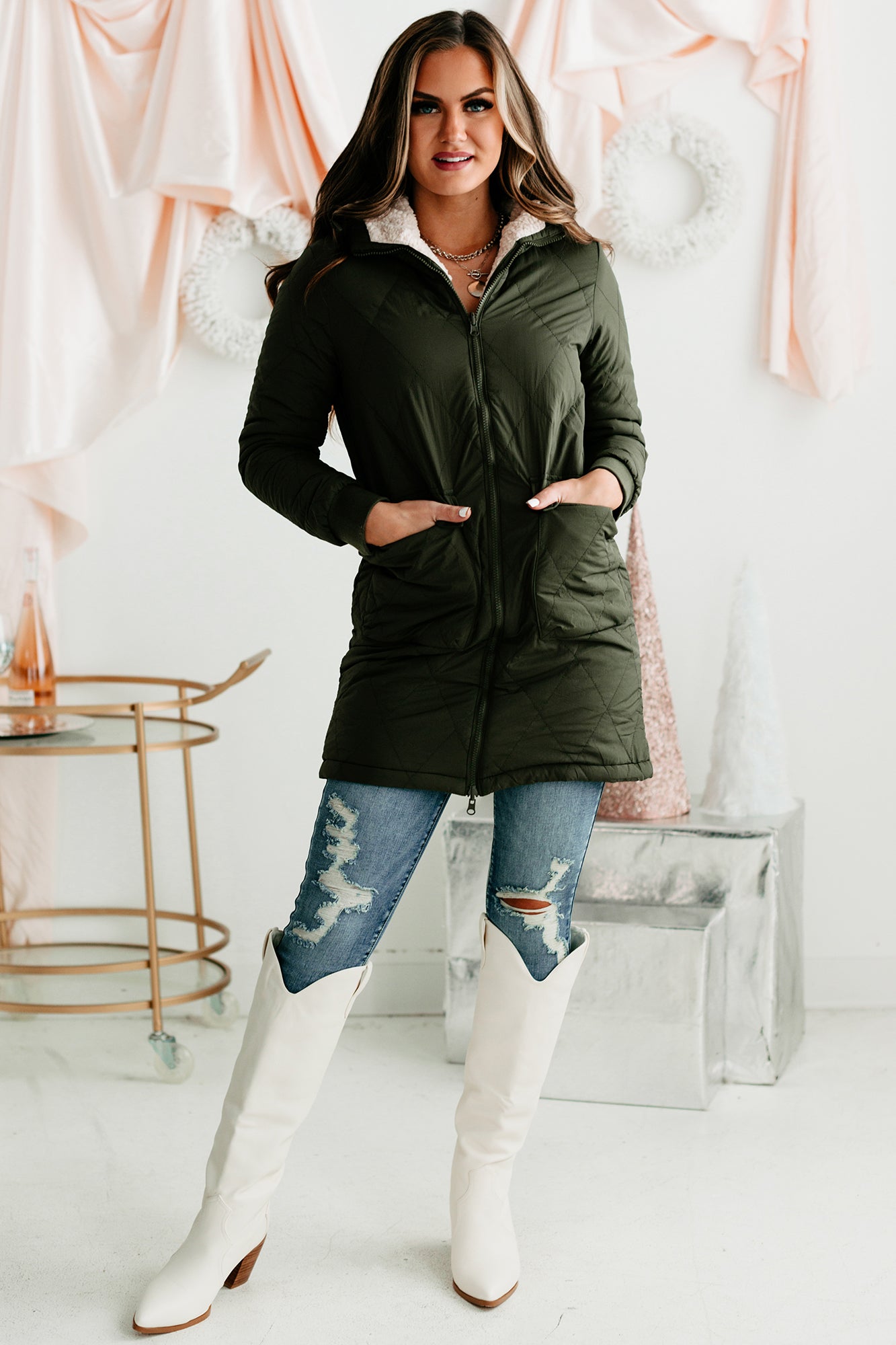 Winterized & Stylized Reversible Coat (Olive/Natural) - NanaMacs