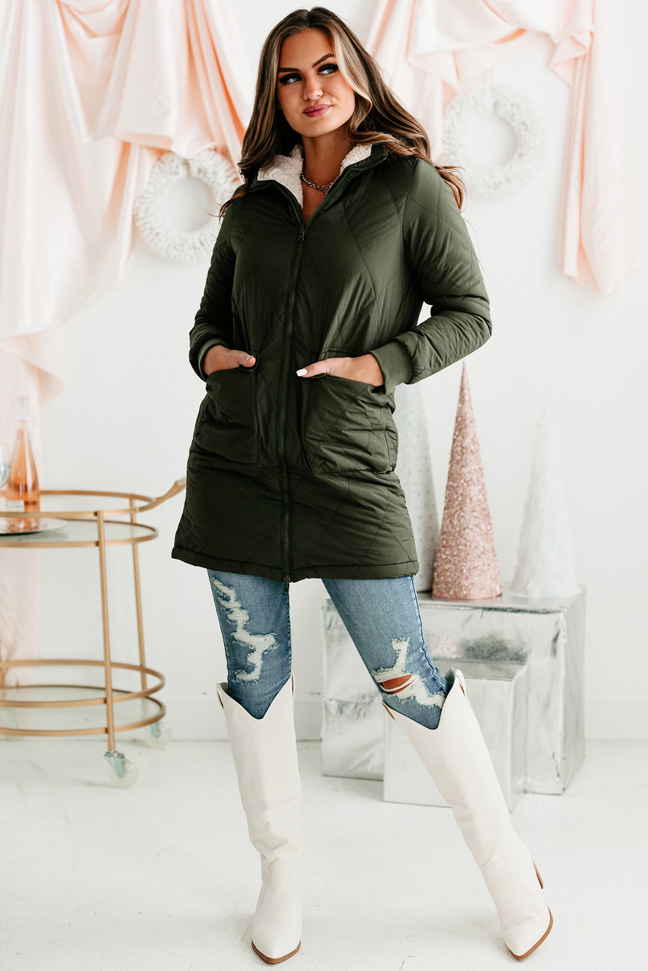 Winterized & Stylized Reversible Coat (Olive/Natural) - NanaMacs