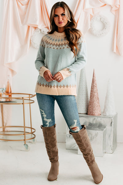 Don't Get It Printed Geometric Sweater (Blue Multi) - NanaMacs