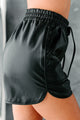 Different Kind Of Baddie Elastic Waist Faux Leather Shorts (Black) - NanaMacs