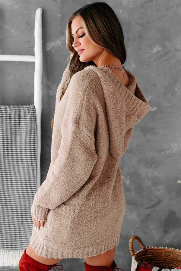 Hold Me Forever Fuzzy Sweater Knit Hooded Cardigan (Mocha) - NanaMacs