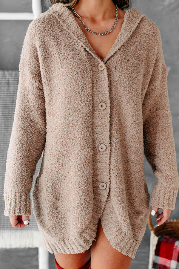 Hold Me Forever Fuzzy Sweater Knit Hooded Cardigan (Mocha) - NanaMacs