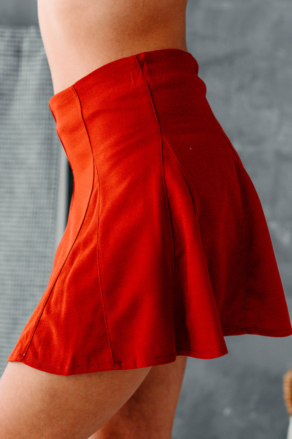 A Little Flirtation Flared Mini Skort (Rust) - NanaMacs