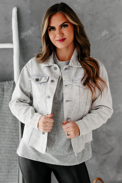 Arendelle Raw Hem Denim Jacket (Lavender) - NanaMacs