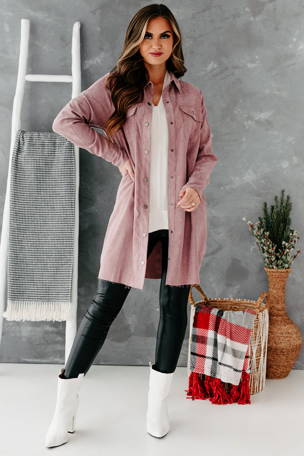 Attitude Adjustment Corduroy Shirt Dress (Ash Purple) - NanaMacs