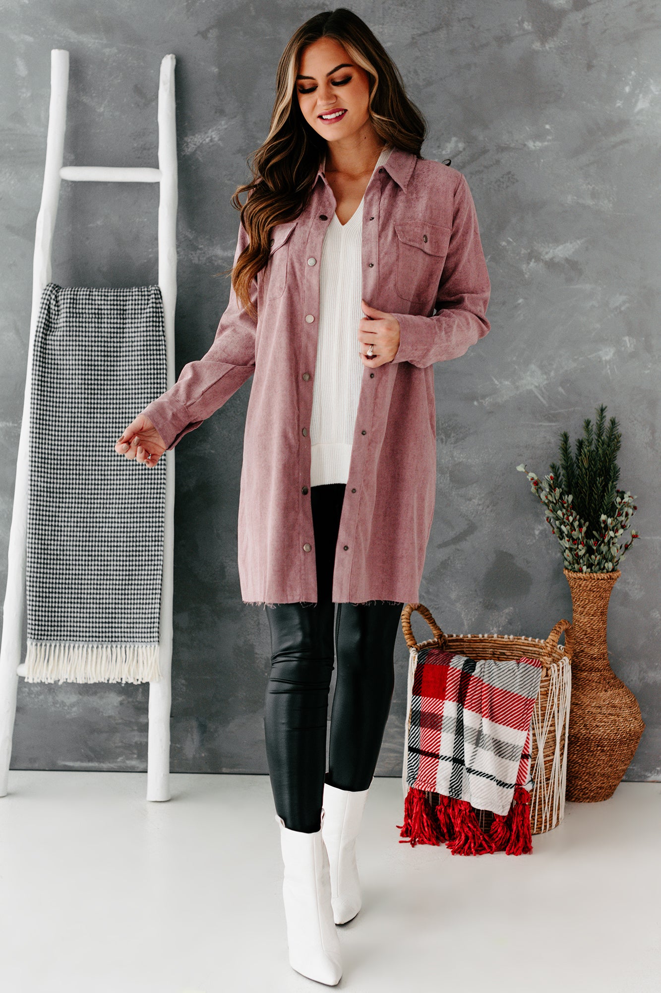 Pink cord 2025 shirt dress