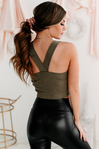 Seeley Ribbed Crop Tank Top (Dark Olive) - NanaMacs