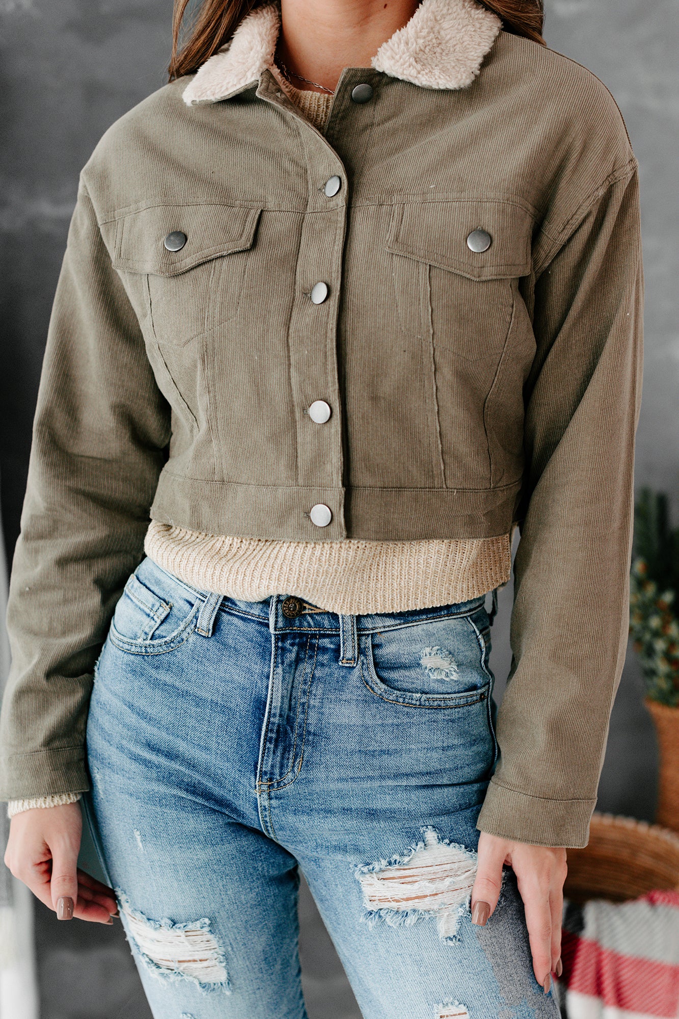 Cropped black corduroy on sale jacket