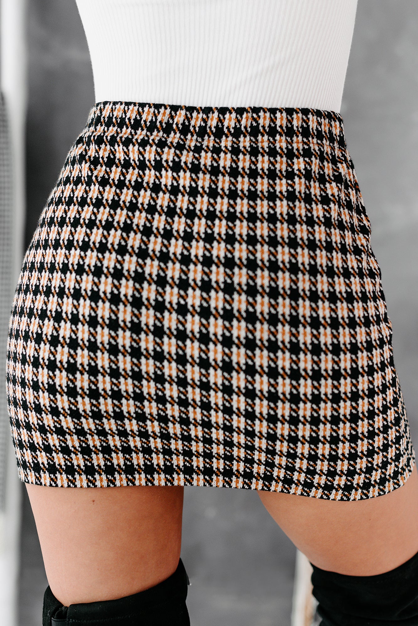 Style Session Plaid Stretch Knit Mini Skirt (Black) - NanaMacs