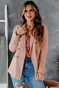 Office Sweetheart Linen Blazer (Dusty Pink) - NanaMacs