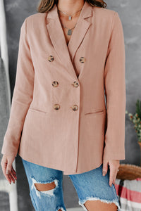 Office Sweetheart Linen Blazer (Dusty Pink) - NanaMacs