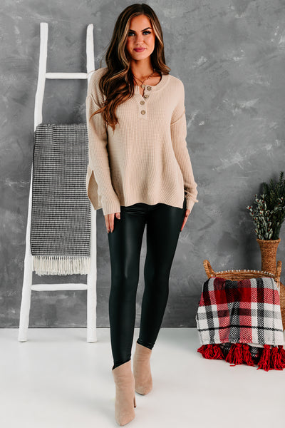 Easy Living Waffle Knit Sweater (Stone) - NanaMacs