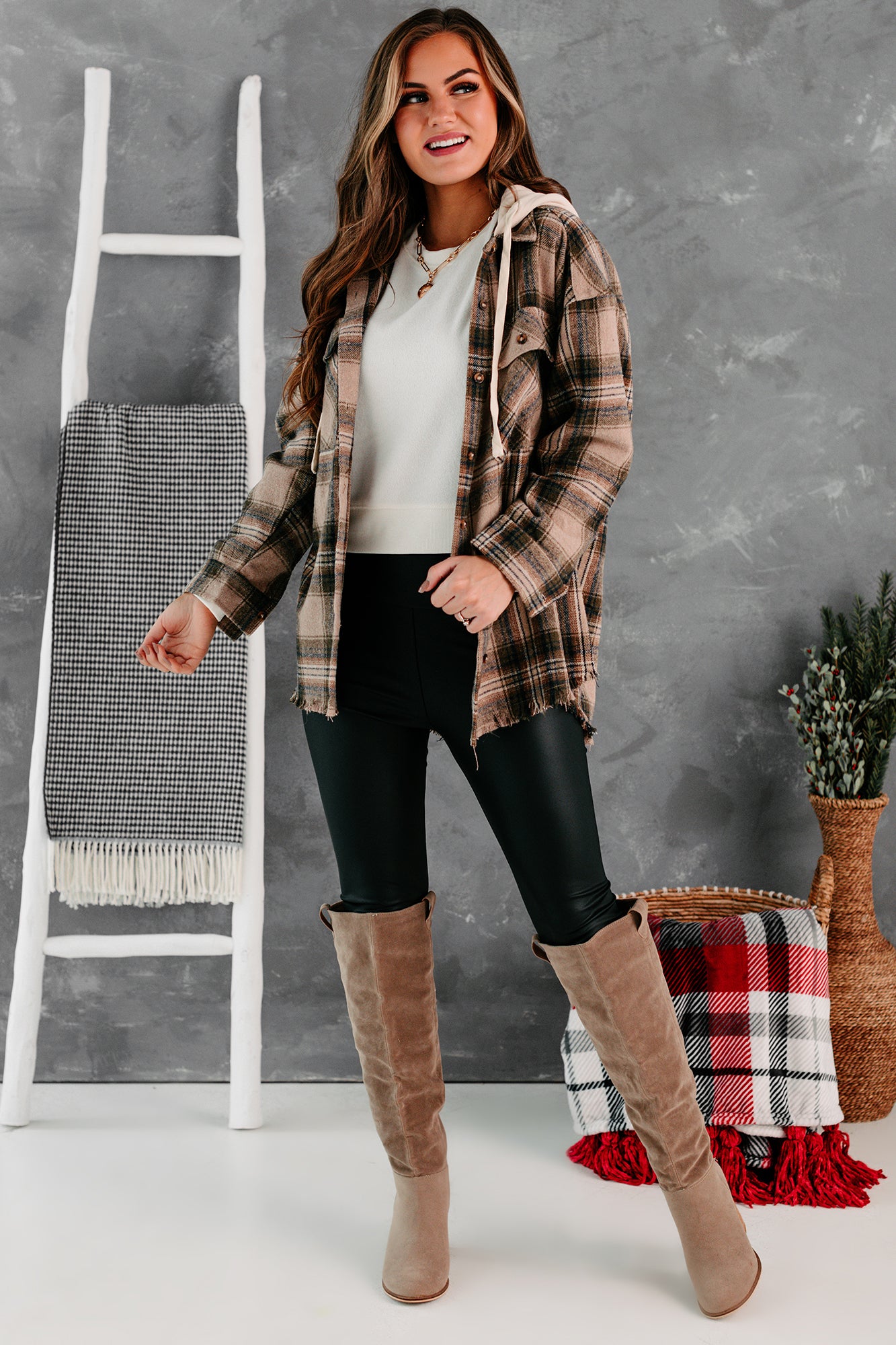 Real Talk Hooded Plaid Shacket (Orange Mix) – NanaMacs