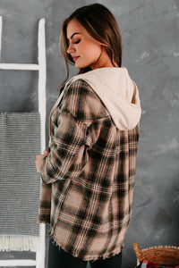 Real Talk Hooded Plaid Shacket (Mocha Mix) - NanaMacs