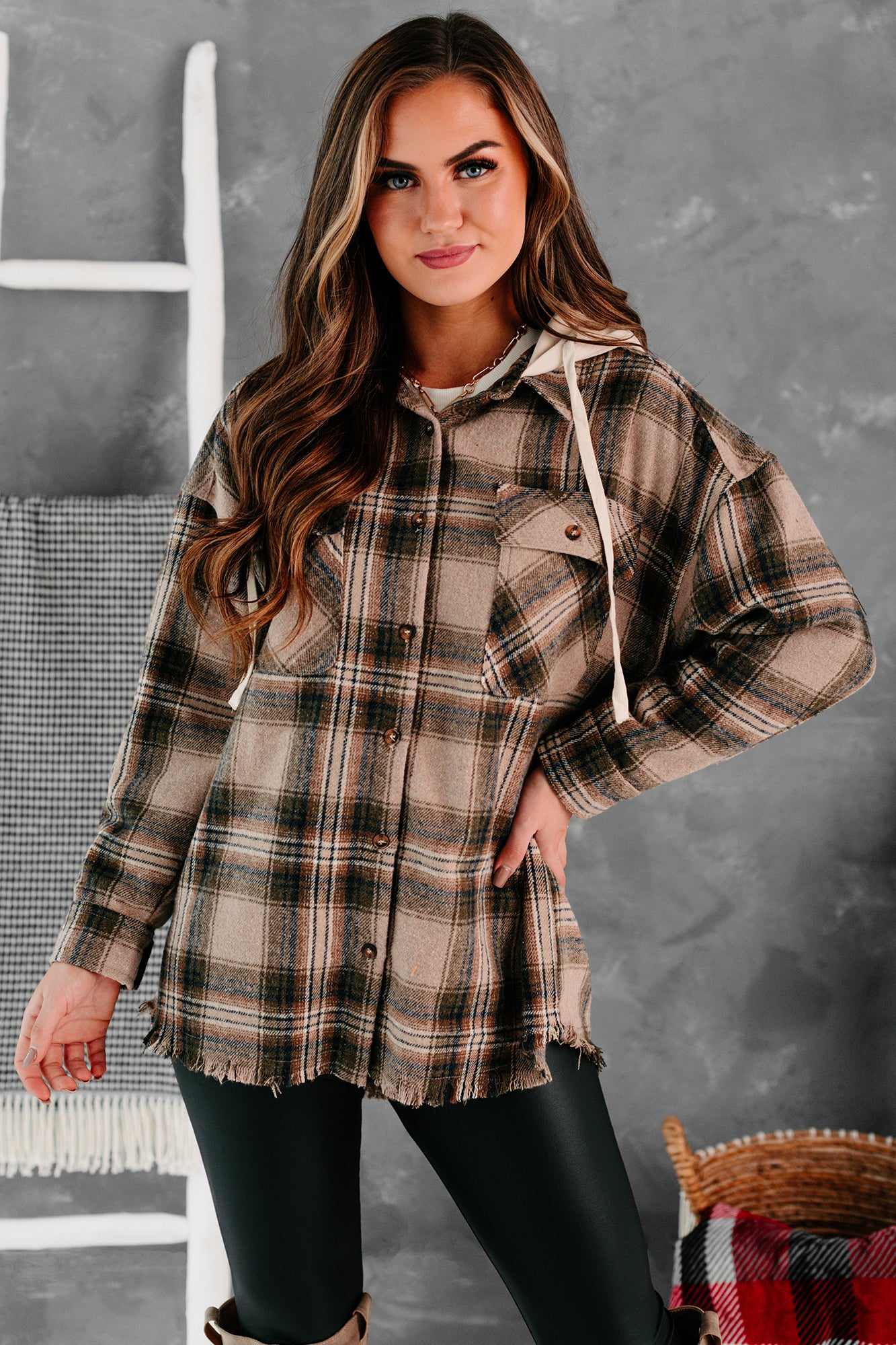 Real Talk Hooded Plaid Shacket (Orange Mix) – NanaMacs