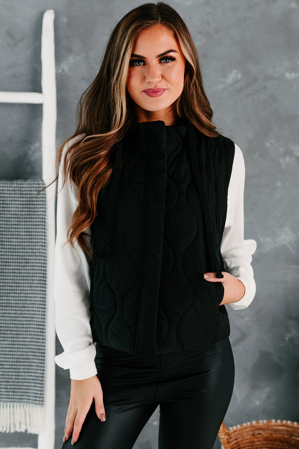 Vested Interest Hooded Puffer Vest (Black) - NanaMacs