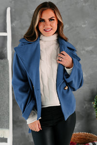 Daily Outings Cropped Belted Coat (Sea Blue) - NanaMacs