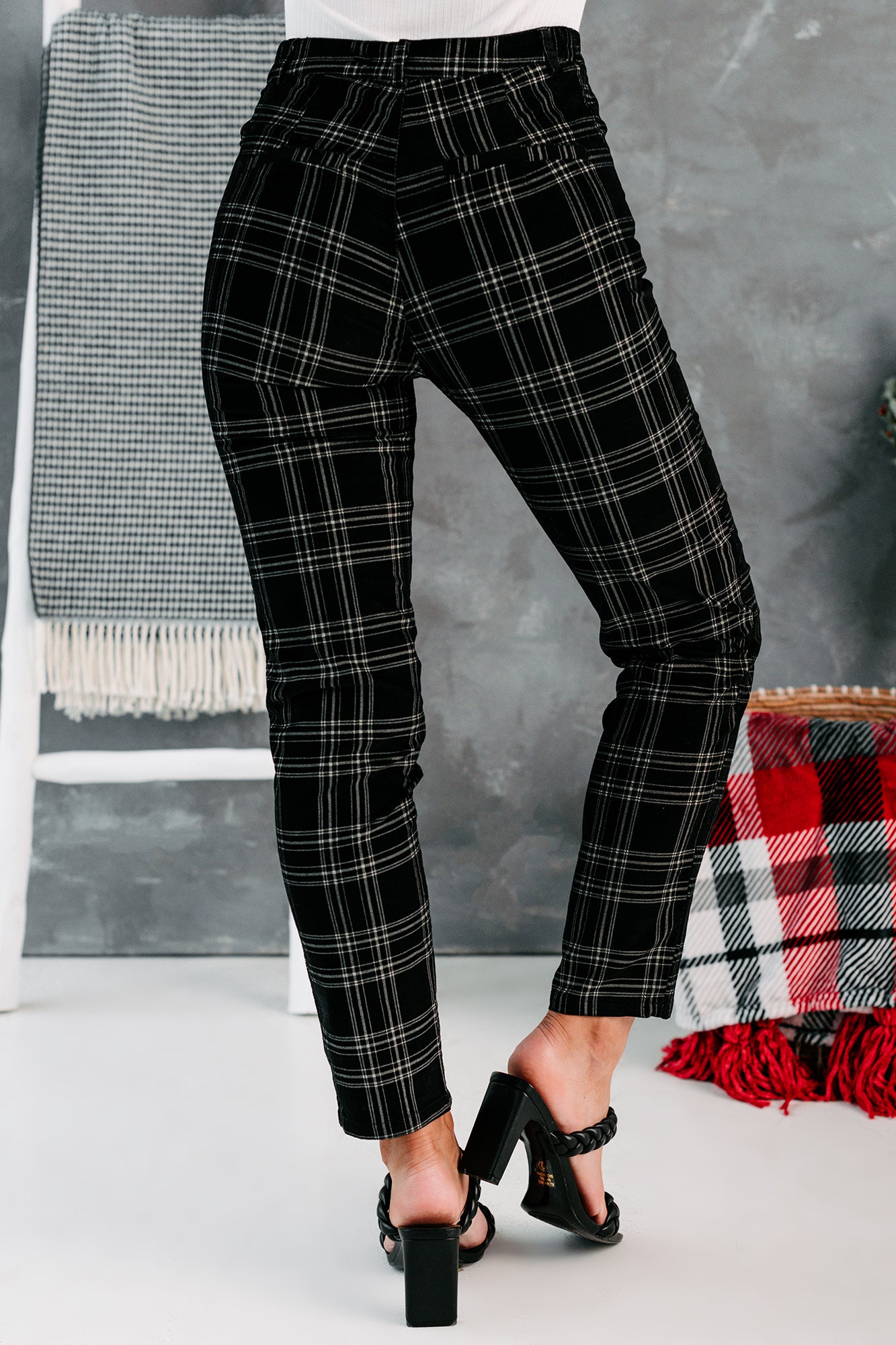 Velvet plaid clearance pants