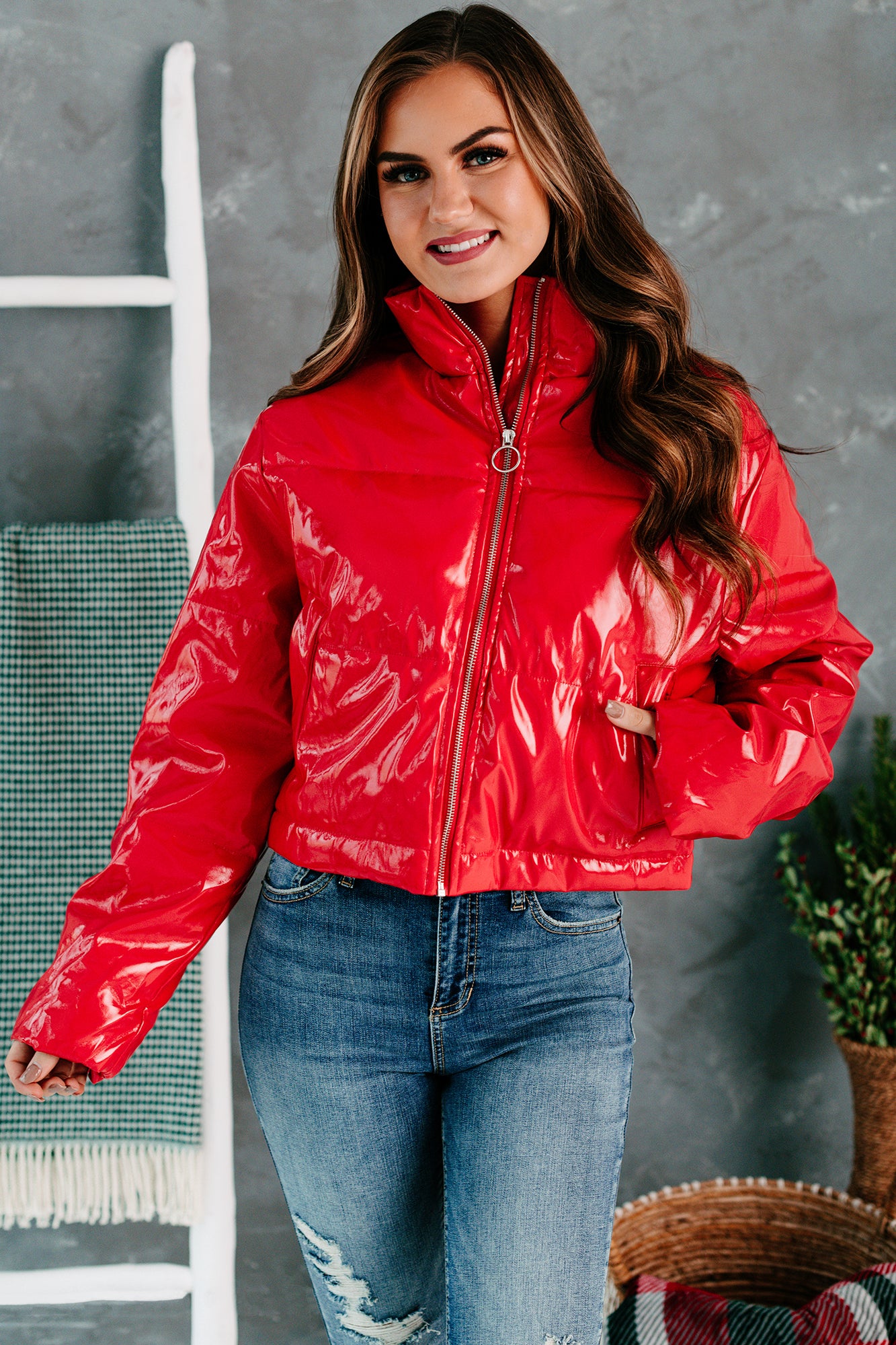 Not That Innocent Patent Leather Puffer Jacket (Red) · NanaMacs