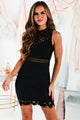 Raise A Toast Sleeveless Lace Mini Dress (Black) - NanaMacs