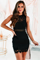 Raise A Toast Sleeveless Lace Mini Dress (Black) - NanaMacs
