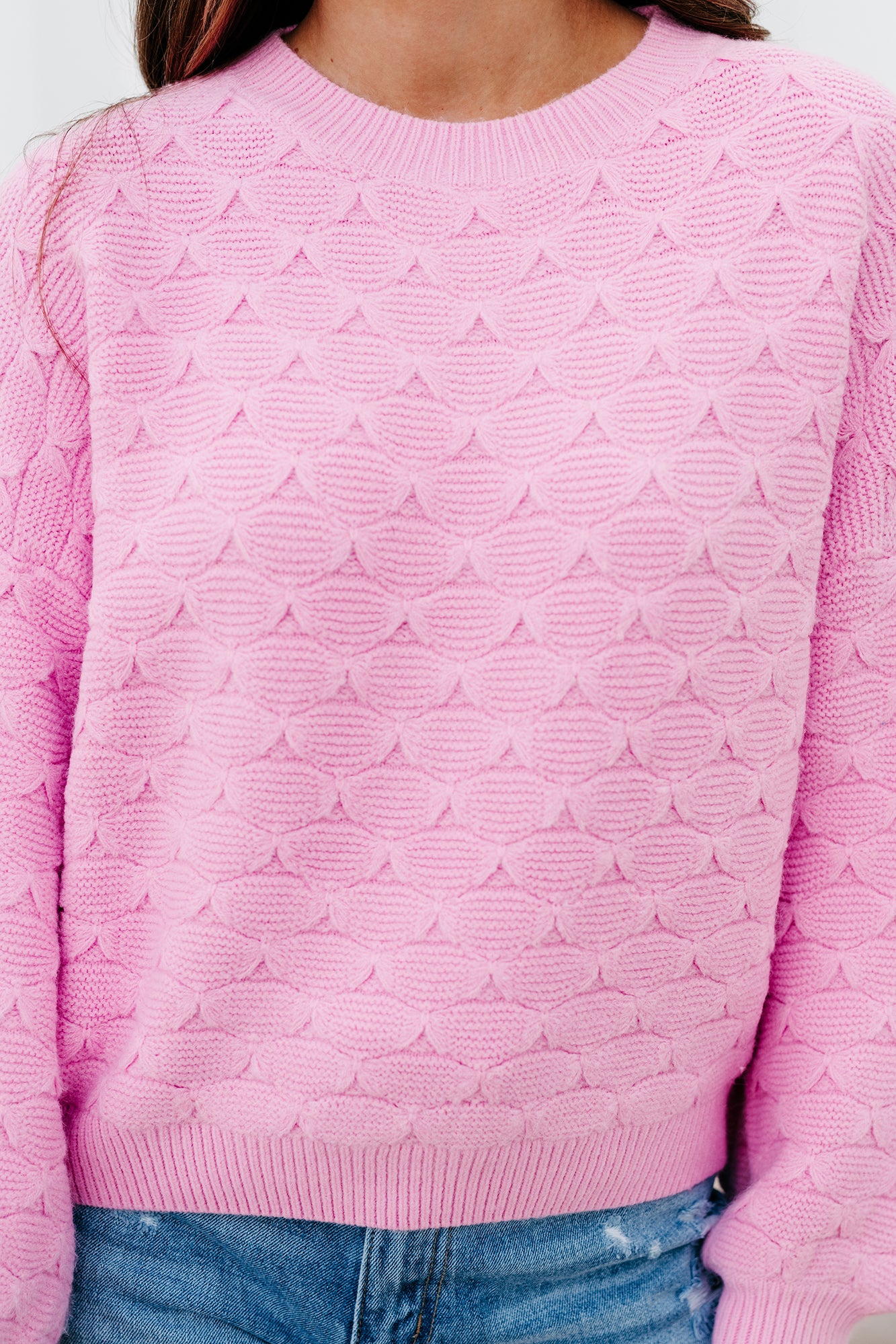 Peculiar Personality Shell Patterned Sweater (Pink) - NanaMacs