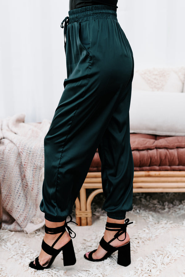 Hit The Jackpot Satin Joggers (Dark Teal) - NanaMacs