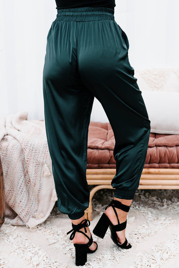 Hit The Jackpot Satin Joggers (Dark Teal) - NanaMacs