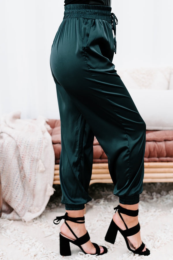 Hit The Jackpot Satin Joggers (Dark Teal) - NanaMacs