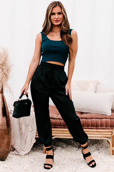 Downtown Days Sweater Knit Cropped Tank Top (Teal) - NanaMacs