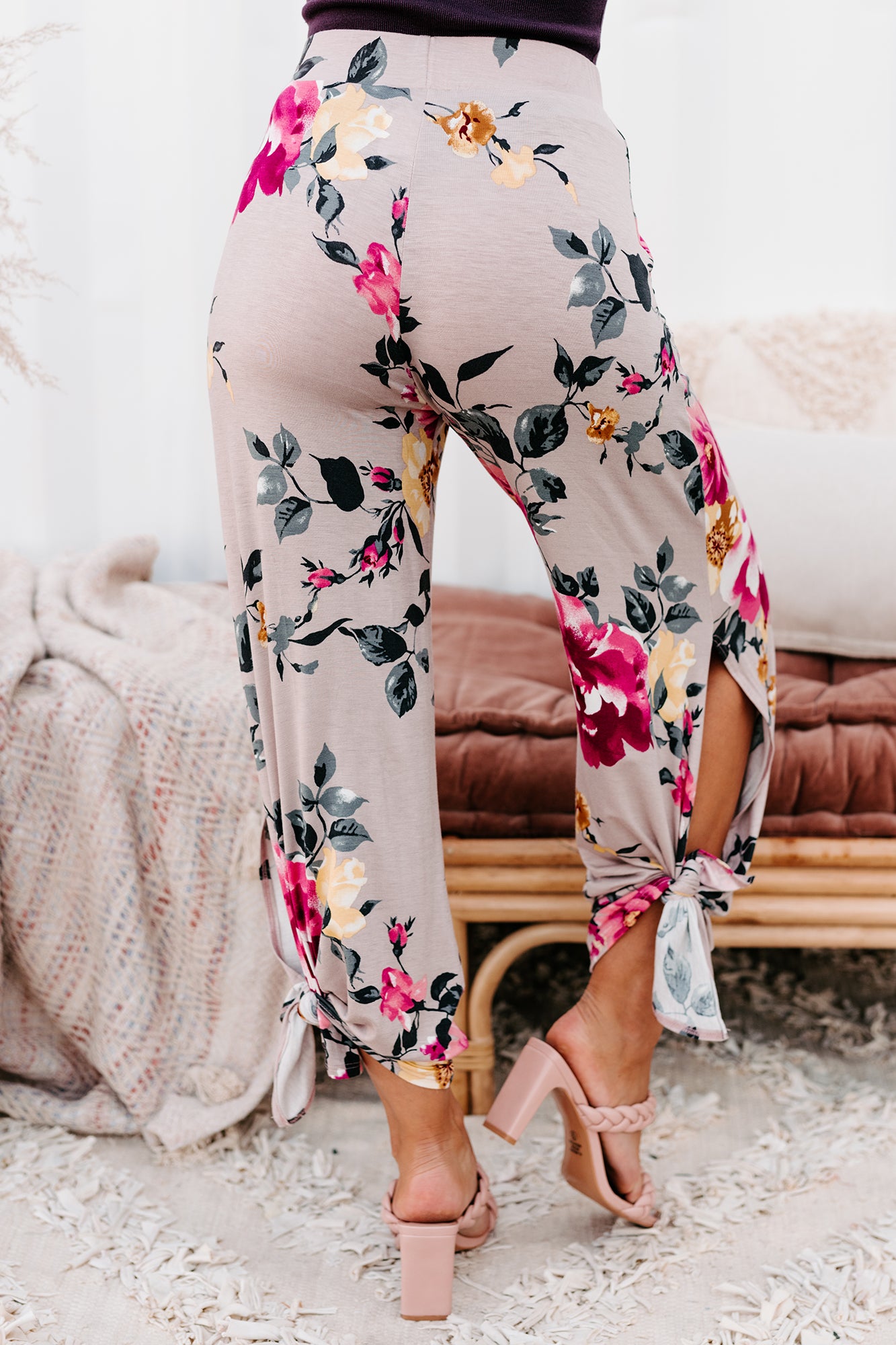 Floral Fever NanaMacs Original Split Leg Floral Print Pants (Pink Rose) - NanaMacs