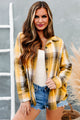 Harvest Wishes Plaid Button Front Top (Mustard) - NanaMacs