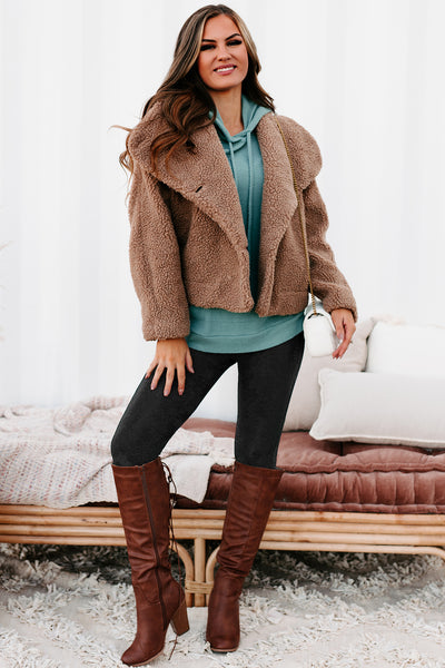 Cold Front Conditions Button-Front Sherpa Jacket (Toffee) - NanaMacs