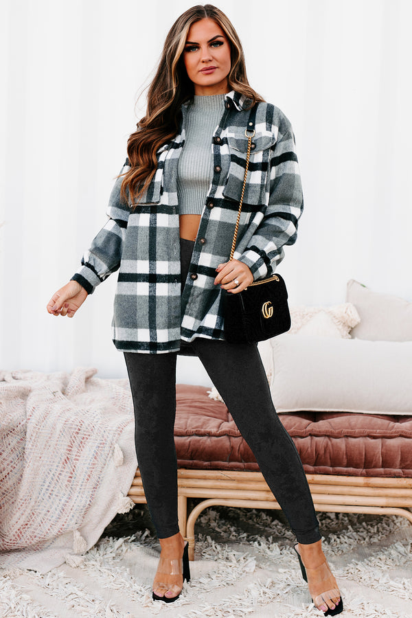 Big City Dreams Wool Plaid Shacket (Grey) - NanaMacs