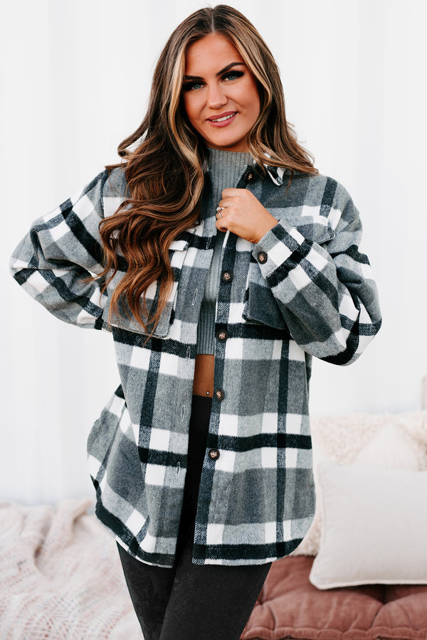 Big City Dreams Wool Plaid Shacket (Grey) - NanaMacs