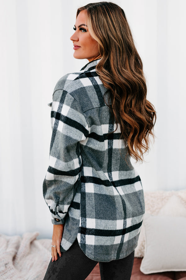 Big City Dreams Wool Plaid Shacket (Grey) - NanaMacs