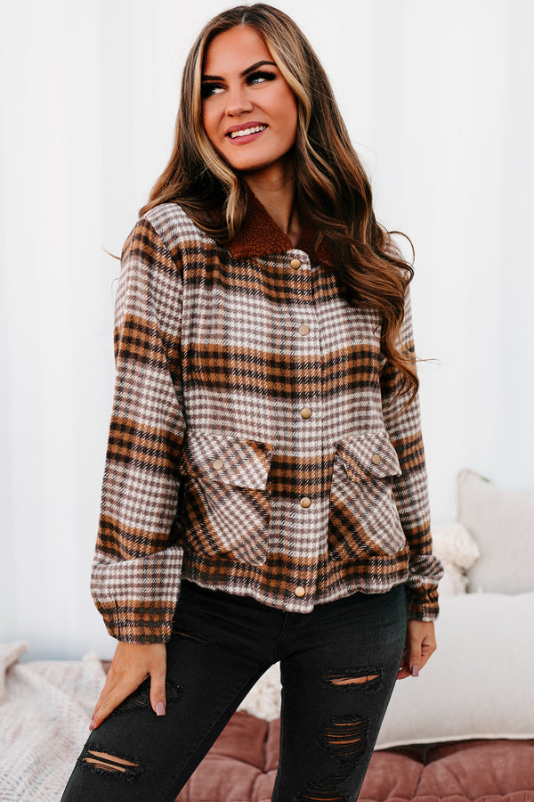 "London Calling" Lightweight Plaid Jacket (Dark Brown Combo) - NanaMacs