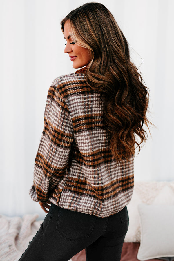 "London Calling" Lightweight Plaid Jacket (Dark Brown Combo) - NanaMacs