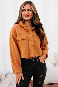 New Contender Cropped Fleece Shacket (Rust) - NanaMacs