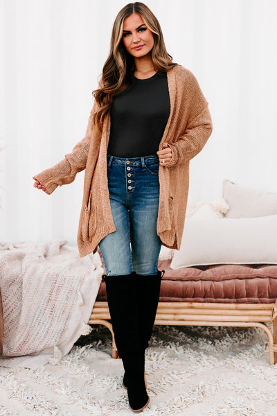 Breaking Down Boundaries Open Front Cardigan (Rust) - NanaMacs