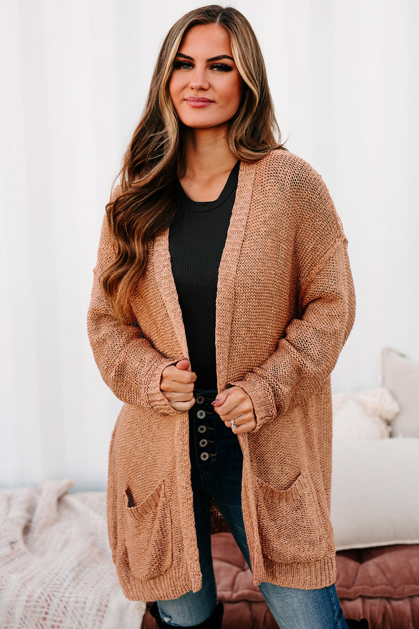 Breaking Down Boundaries Open Front Cardigan (Rust) - NanaMacs