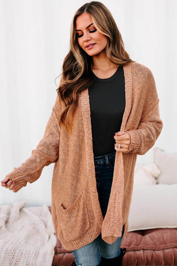 Breaking Down Boundaries Open Front Cardigan (Rust) - NanaMacs