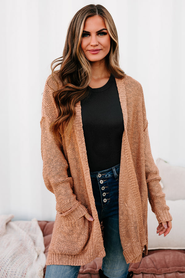 Breaking Down Boundaries Open Front Cardigan (Rust) - NanaMacs