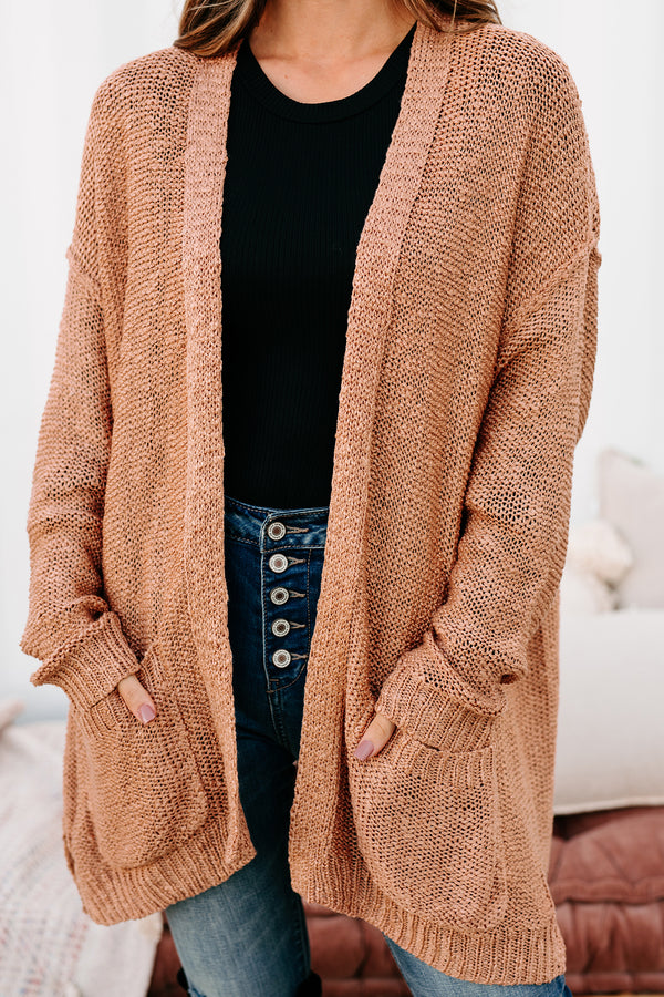 Breaking Down Boundaries Open Front Cardigan (Rust) - NanaMacs