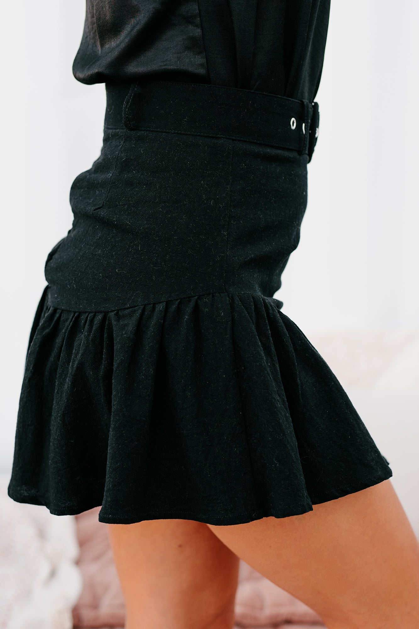 Destined For Date Night Long Sleeve Crop Top & Mini Skirt Set (Black) - NanaMacs