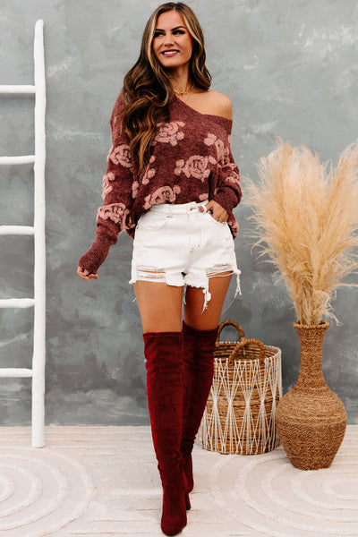 Eccentric Energy Textured Distressed Hem Sweater (Brick) - NanaMacs