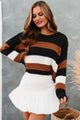 Split Second Decision Striped Textured Knit Sweater (Black/Brown) - NanaMacs